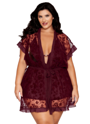 Nuisette et peignoir grande taille couleur aubergine - DG13666XCHE